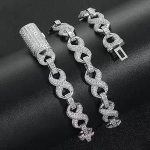 Bold <b>Statement</b> Infinite Cuban Chain <b>Necklace</b> 925 Sterling Silver Moissanite Endless Link Hip Hop Jewelry Luxury Fashion Wear - Product Image 4