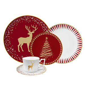 Ensemble de vaisselle en porcelaine fine Golden Rim <span class=keywords><strong>assiette</strong></span> à soupe de style vintage Design de luxe pour les mariages à la maison paquet de chargeurs de noël - Product Image 6