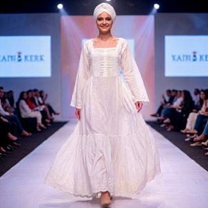 Robe longue décontractée de luxe en coton blanc, manches longues, col carré, corsage froncé, broderie en dentelle, coupe élégante et régulière, été, style africain - Product Image 3