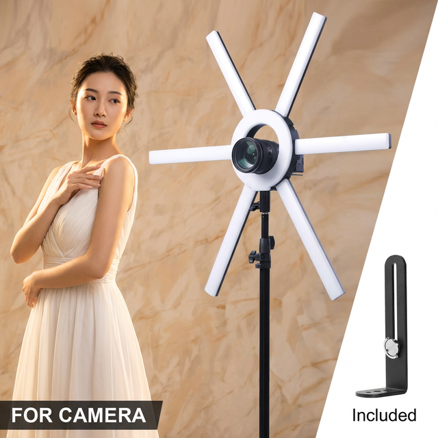 Simock Hot Sales 90W Ring Star 6-Tube Eyes LED Video Ring Light Portable with Phone Holder for Makeup Live Broadcast Photography