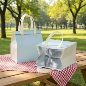 Wholesale <b>Custom</b> Aluminum Foil Lined Non-Woven Food Thermal Insulated Bag Cooler Bag for Takeout Bag Dessert Coffee Takeaway - Product Image 1