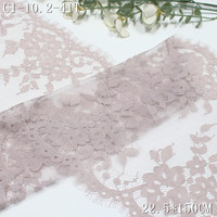 Dentelle Chantilly en nylon en gros, couleur personnalisée, 22 cm, noir et violet, galon de dentelle Chantilly française pour robe femme