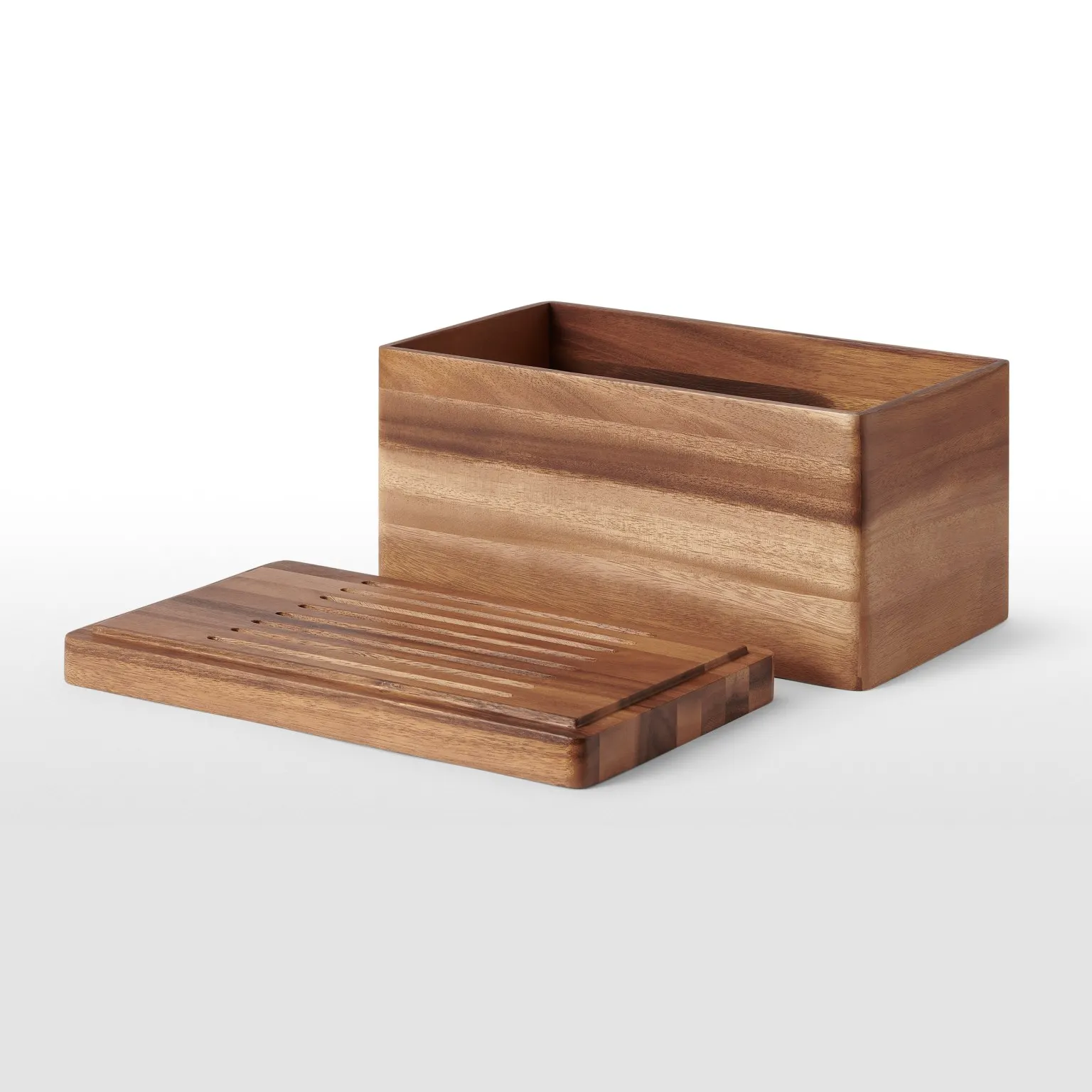 Acacia Holz Brot Box mit Tablett & Schneiden Deckel Acacia Brot Bin