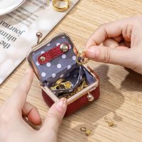 Kotak Organizer Perhiasan Mini Portabel Kulit Asli Mewah Kustom, Dompet Koin, Kotak Perhiasan Kecil untuk Anting, Cincin, Kalung