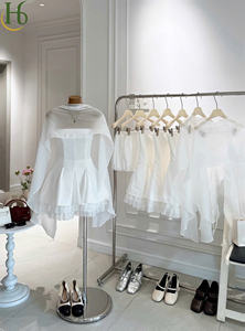 Conjunto de Top Corto Blanco y Vestido Midi, Estilo Casual Chic, Color Sólido, Mezcla de Algodón, Poliéster y Chifón, Prenda de Una Pieza, Teñido Liso, Prenda OEM - Product Image 5