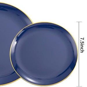 Plats en plastique jetables roses élégants avec la jante d'or pour l'<span class=keywords><strong>anniversaire</strong></span> de noce - Product Image 3
