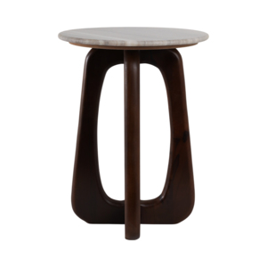 Tavolino con piano in marmo e base scultorea in legno per l'arredamento della casa e piccoli spazi - Product Image 4