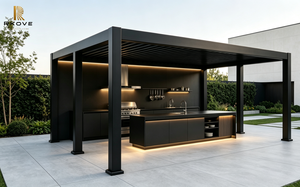 Pergola en aluminium RKOVE RK-C2 avec toit à lames orientables et structure résistante aux intempéries pour patio - Product Image 4