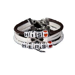 2025 nuevo DS Fashion Meaning 2 PC Set amantes <span class=keywords><strong>amistad</strong></span> cuerda trenzada HIS HERS letras pareja pulseras - Product Image 2