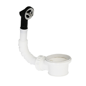 Sifone di scarico passante con troppopieno rotondo per lavello in acciaio inox diametro 55 mm - Product Image 1