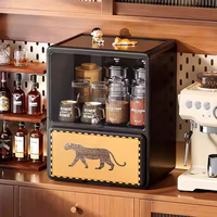 Armoire de rangement pour tasses de style rétro, anti-poussière |   Organisateur de tasses à café pour comptoir, support de rangement et présentoir