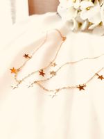 Femmes Simple Délicat Pleine Lune 14K Plaqué Or Rose Plaqué Argent Layered Pendant Handmade Star Chokers Necklaces