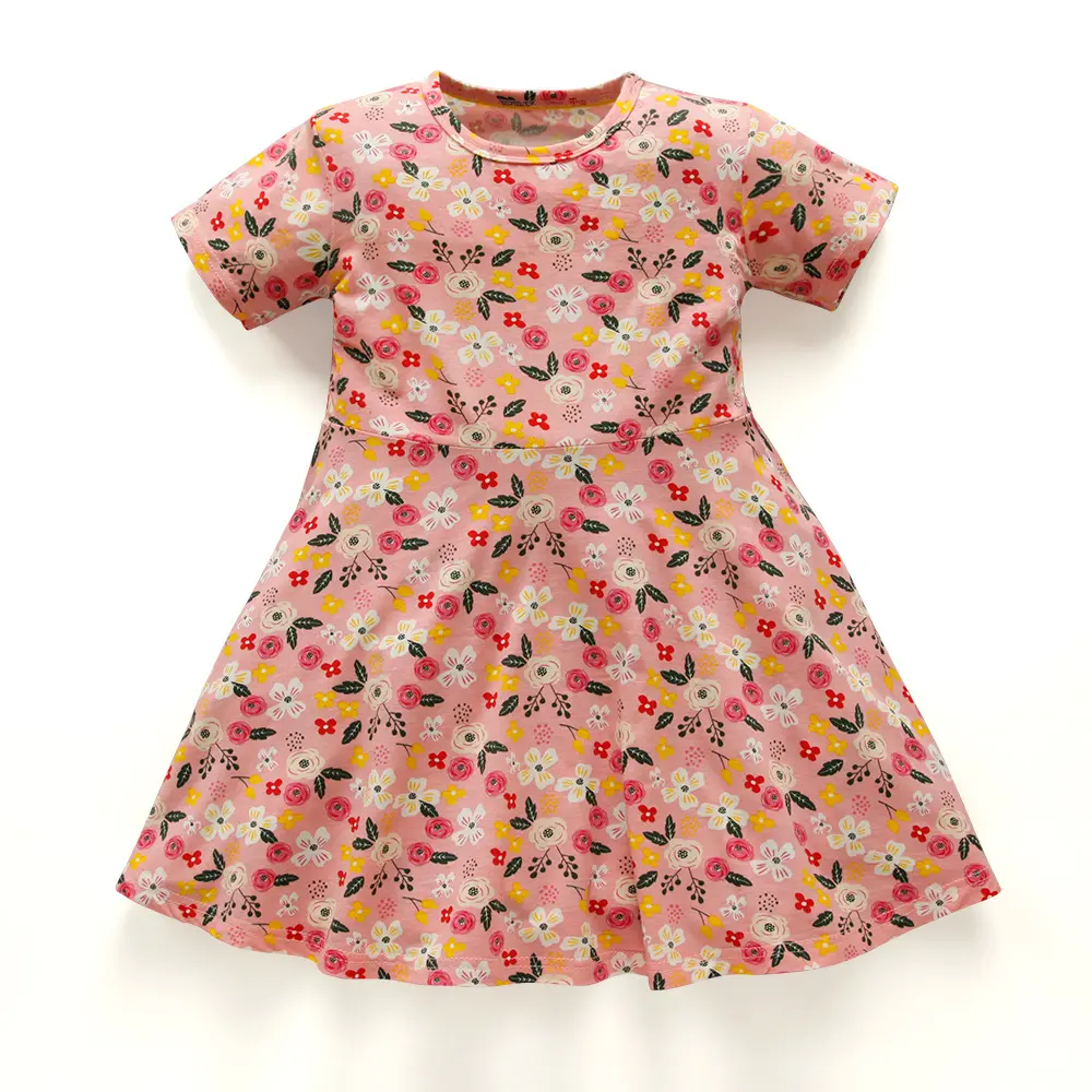 Party dress clothing short-sleeved girl fashion for children casual floral girls dresses