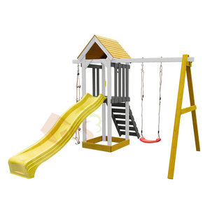 Set Giochi per Bambini con Altalena e Scivolo in Legno, Arredamento da Esterno - Product Image 4
