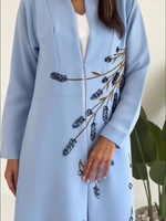 Abaya de luxe pour filles, manches longues, longueur ras du sol, avec motifs palmiers et sequins, travail artisanal islamique, grande taille, respirante