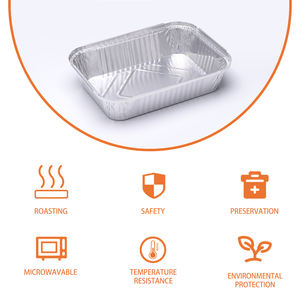 แผ่นฟอยล์ทรงยาวทำจากอลูมิเนียมฟอยล์เกรดอาหารแบบใช้แล้วทิ้งพร้อมฝาปิดแผ่นฟอยล์ดีบุกสำหรับจัดเลี้ยง - Product Image 3