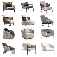 Ensemble de salon de jardin en rotin nordique imperméable pour l'extérieur, comprenant un fauteuil individuel et un ensemble de trois pièces, idéal pour les balcons, fabriqué en Chine.
