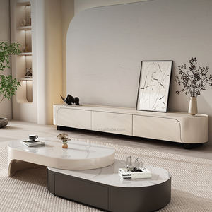 Mueble para TV AOMISI CASA, Mesa de Centro para Sala de Estar, Mesa de Centro de Madera con Gabinete, Mueble para TV y Mesa de Centro de Mármol Blanco - Product Image 3