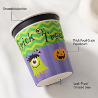 Gobelets en papier pour fête d'Halloween, motif citrouille vert à chevrons, jetables, pour boissons glacées, pour la fête de la Toussaint