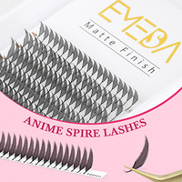 Extensions de cils pré-fabriquées EMEDA Private Label, style Anime Spire, cils de type manga, doux, légers, noirs naturels, cils pré-fabriqués Manga.
