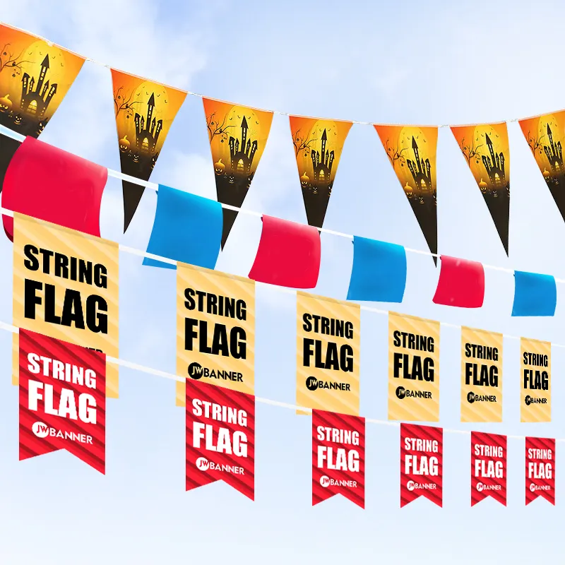 Bandera de cuerda de publicidad al aire libre personalizada, banderas triangulares de ambiente festivo, decoración de pared de cumpleaños, colgante