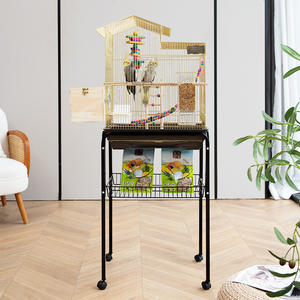 Papağanlar için lüks üreme kafesi altın kuş kafesi kaplan cilt siyah Phoenix evi kolay temiz düğme Metal canlı için - Product Image 5