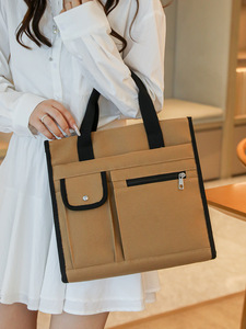 2025 của phụ nữ vải giản dị Polyester Lót công suất lớn đi lại Túi <span class=keywords><strong>Tote</strong></span> Dây kéo đóng cửa màu sắc tương phản - Product Image 6