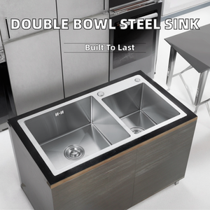 Nuevo Fregadero de Cocina <span class=keywords><strong>KEMEN</strong></span> 2025 de Acero Inoxidable 304, Hecho a Mano, Doble Cubeta Rectangular, Moderno, con Acabado Cepillado, Dos Orificios, 5 Años de Garantía - Product Image 4