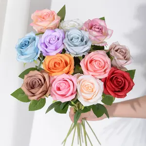 Kunstblumenrose realistischer einstieg künstlicher Seidenrosenstrauß für Hochzeit Party Heim Herzstück Dekoration