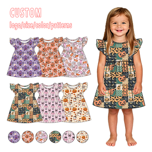 Abito con Perle per Bambine Personalizzato OEM, <span class=keywords><strong>Vestito</strong></span> con Stampa <span class=keywords><strong>Zucca</strong></span> per Halloween, Set di Abbigliamento Boutique per Bambini all'Ingrosso - Product Image 1