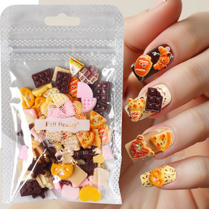 Bolsa de 50/100 piezas de adornos para uñas de resina con diseño de comida de dibujos animados, simulación de galletas, pan y frutas, lindos dijes para decoración de uñas. - Product Image 4