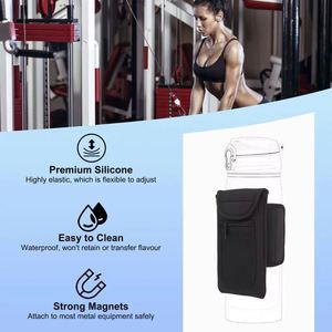 Free Sample Custom Logo Neoprene Magnetic <b>Water</b> Bottle Sleeve Holder <b>Pouch</b> Bag Non-slip Gym Fitness Zipper Pockets Insulation - Product Image 3