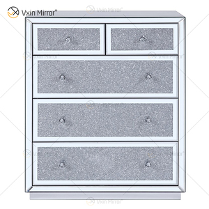 Hot Sale Vxin <strong>Mirrored</strong> WXF-1006 Silver Decor Chest Crushed Diamond <strong>Bedside</strong> <strong>Cabinet</strong> With 5 Drawer for Living Room - Product Image 3