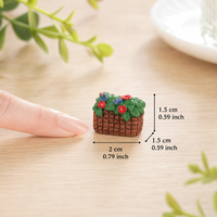 Ornement de panier de fleurs miniature en résine fait main transfrontalier, pour paysage miniature, décoration de jardin secret et aménagement d'aquarium