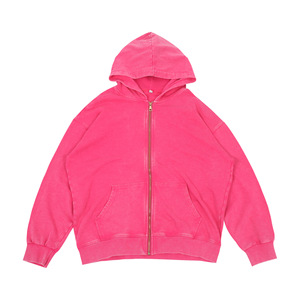 Hot Selling Custom Vintage Faded Distressed Terry Full <strong>Zip</strong> <strong>Hooded</strong> 360g Oversized Hoodie for Women Street Hip Hop Outfits - Product Image 3