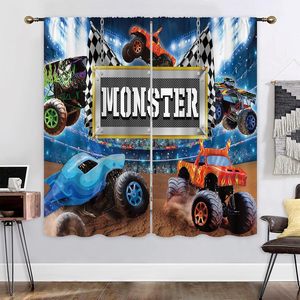 Rideaux pour chambre <span class=keywords><strong>de</strong></span> garçon, motif tracteur, camion, monster truck, voiture <span class=keywords><strong>de</strong></span> course, thème cool et amusant, <span class=keywords><strong>Stade</strong></span>, Auditorium, Lumières, 2 panneaux, Décoration <span class=keywords><strong>de</strong></span> fenêtre - Product Image 5