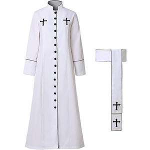 Robe <span class=keywords><strong>de</strong></span> Prêtre Sur Mesure, Costume <span class=keywords><strong>de</strong></span> Clergé d'Église avec Col Montant, <span class=keywords><strong>Soutane</strong></span> Romaine Imprimée pour Pasteur et Prêtre - Product Image 6