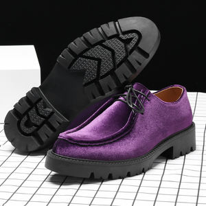 Zapatos de vestir morados gruesos para hombre, mocasines casuales Oxford hechos a mano con plataforma - Product Image 5