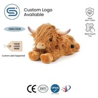 Bantal Boneka Sapi Highland Berpemanas, Mainan Hewan Isi Dakron dengan Pemanas Otomatis, Mainan Hangat Elektrik untuk Kompres Hangat Tangan, Pinggang, dan Perut