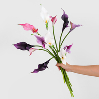 Fabrikverkauf: Künstliche Calla-Lilien mit Doppelblütenblättern im Großhandel, PU-Calla-Lilienstiele für Hotel-Tischdekoration, Floristik und Hochzeits-Mittelstücke