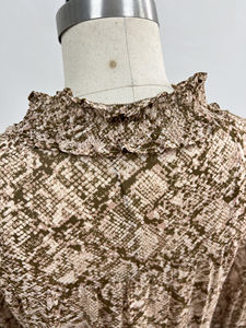 Abito <span class=keywords><strong>Corto</strong></span> da Donna Personalizzato Primavera Autunno con Bottoni Ampio in Chiffon con Volant Stampa Leopardata Manica Lunga - Product Image 4