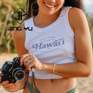 Camiseta de Verano para Mujer, Estampada, Personalizada, de Algodón, Sin Mangas, Ajustada, Corta - Product Image 1