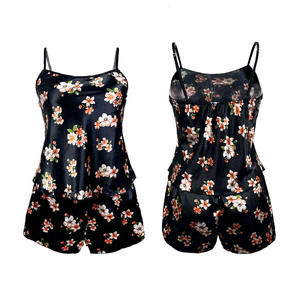 Women's Sleepwear <strong>Sexy</strong> Satin Pajama Sets <strong>Nightwear</strong> Sleeveless Tops+Shorts 2 Pieces Sets Pajama Set Camisole Floral Print Pajamas - Product Image 6