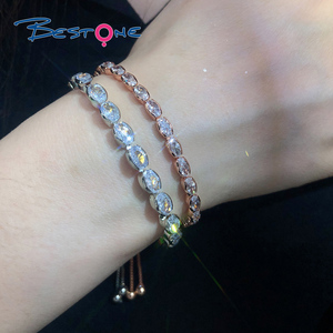 Pulsera de cristal geométrico chapada en oro de 18 quilates de lujo, pulsera de cadena de tenis de circonita cúbica brillante con personalidad - Product Image 3