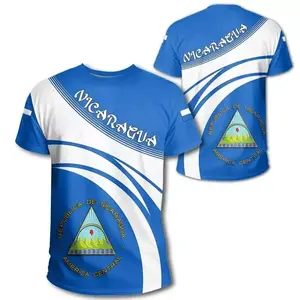 Venta al por mayor Popular Nicaragua bandera personalizada de talla grande camisas de los hombres ropa de verano camiseta de secado rápido gimnasio deportes camiseta para hombres Tops