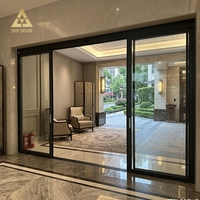 Porte coulissante panoramique en aluminium, design français, pour usage intérieur, cadre fin, étanche, pour maison et bureau