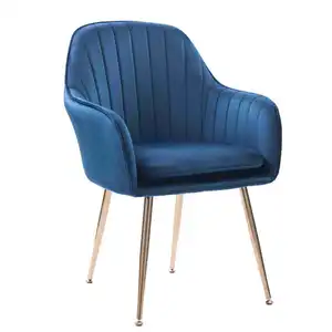 İskandinav Modern kadife kumaş altın Metal bacaklar lüks yemek sandalyeleri Set İtalyan yemek sandalyesi