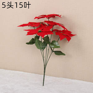 S02596, venta al por mayor, artesanía, poinsettia artificial, flor de Navidad falsa, FIORI Natale, poinsettia de terciopelo artificial para Decoración - Product Image 2