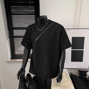 <span class=keywords><strong>Camiseta</strong></span> con <span class=keywords><strong>hombreras</strong></span> de diseño metálico personalizado, nueva moda de manga corta para hombre - Product Image 3