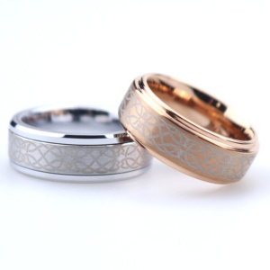 Anello con nodo celtico POYA anello in tungsteno da uomo fede nuziale celtica anello irlandese Unisex placcato <span class=keywords><strong>oro</strong></span> rosa - Product Image 6